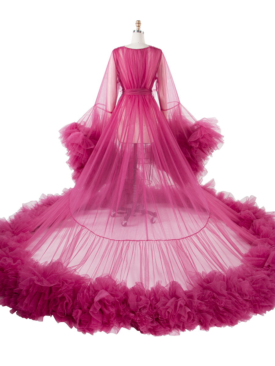 Puffy Ruffles Maternity Gowns for Photoshoot Pregnancy Photography Dresses Baby Shower Robes YW250064