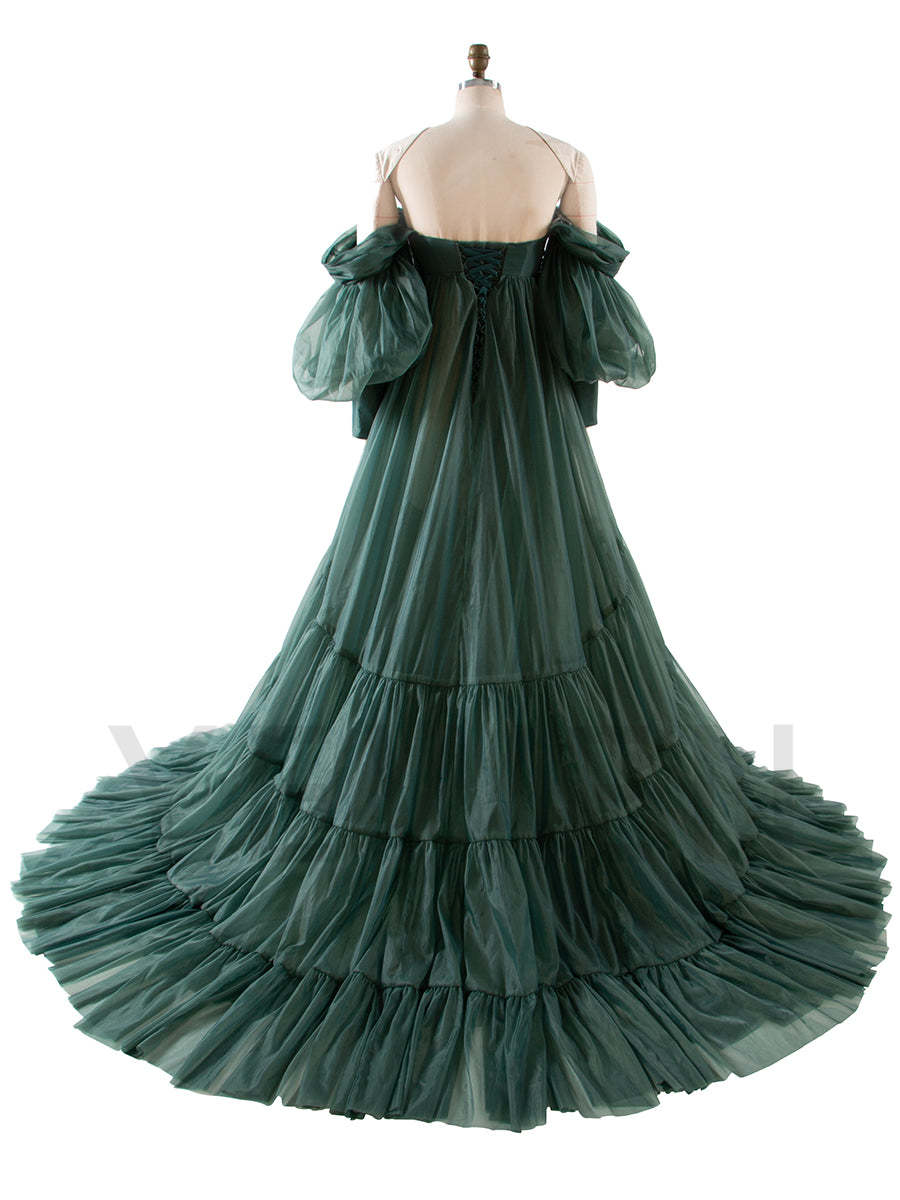 Off  The Shoulder Brown Maternity Photography Photo Shoot Dress YW240011