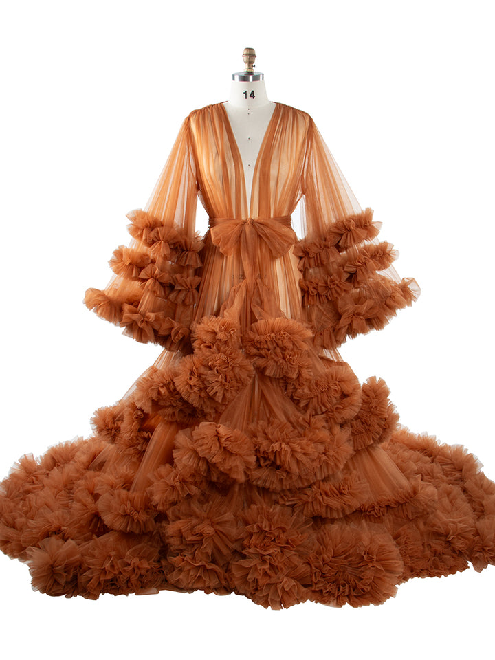 Tulle Ruffles Long Maternity Dress for Baby Shower Photography Pregnant Dress YW220931