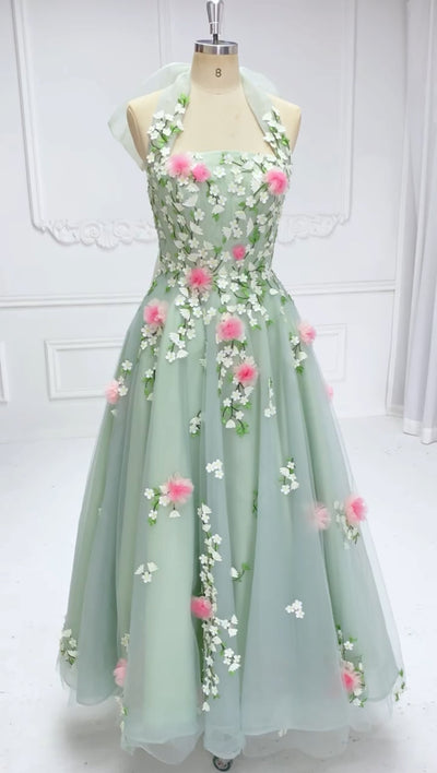 Elegance ,3D Flower, Tea Party Dresses, Graduation Prom Dress