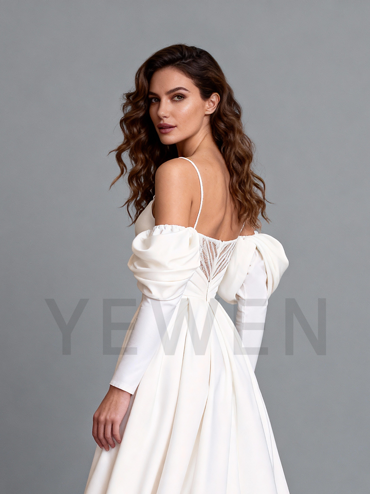 Satin Wedding Dress High Slit Wedding Gown for Women 2025