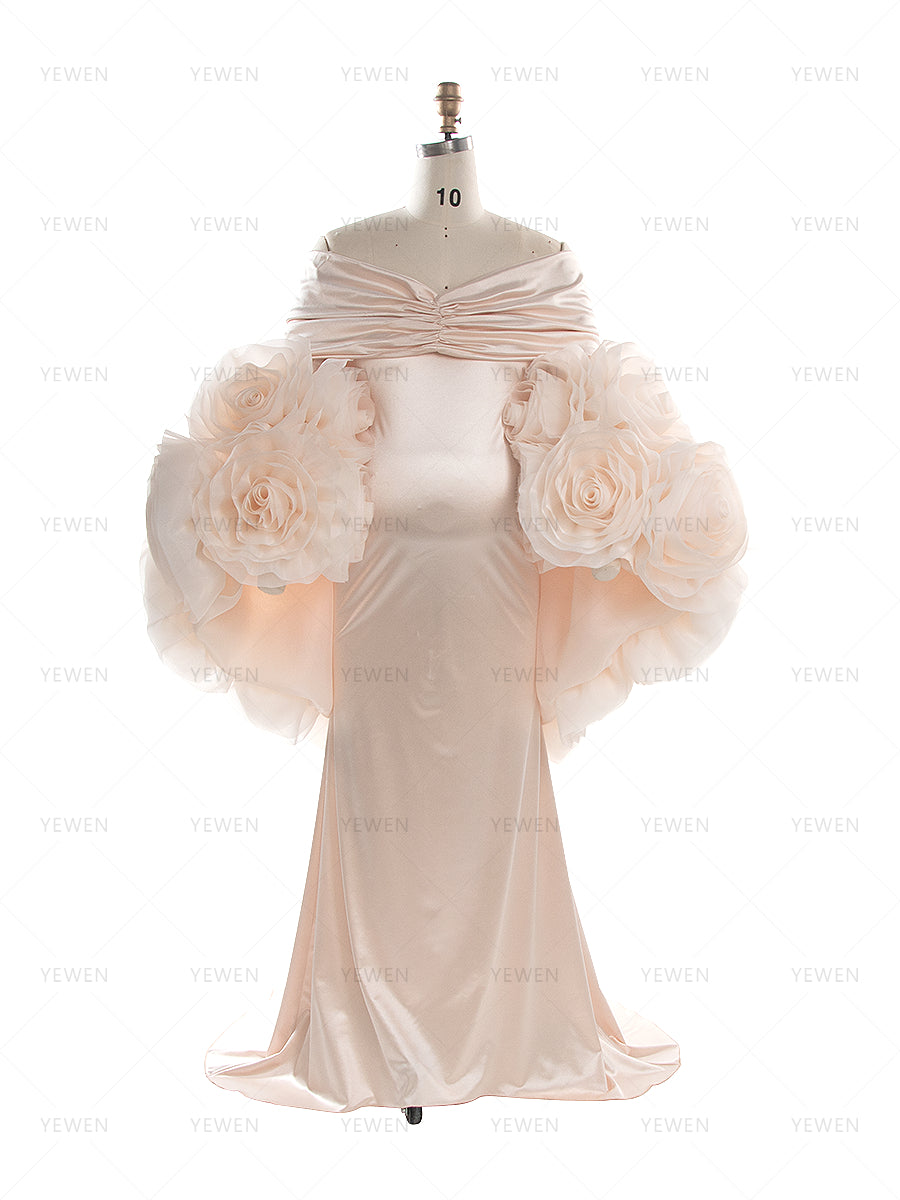 Beautiful Photohoot Outfit Long Mermaid Dress with Flower Cape Shawl YW260263