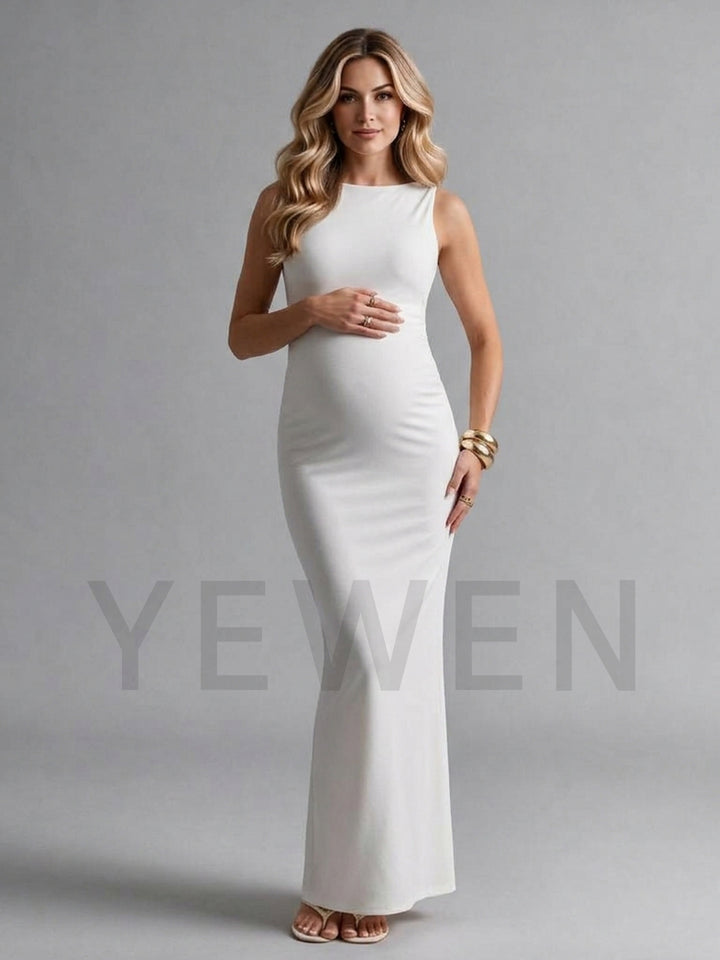 Crew Neck Lace Long Cape Maternity Dress for Baby Shower YM261012