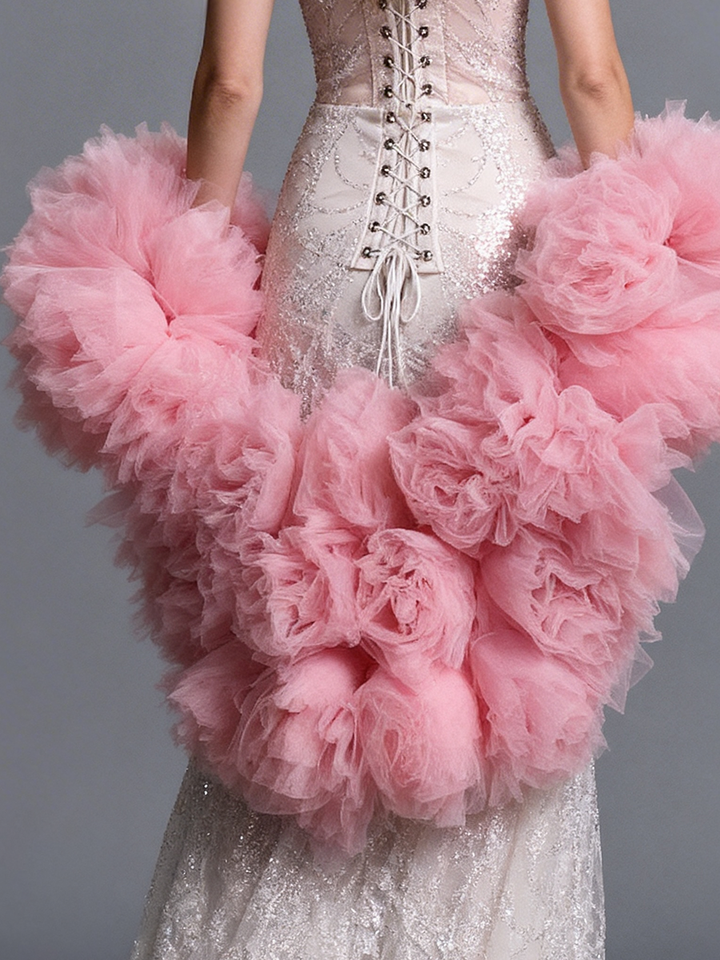 Bridal Flower Shawl, Bridal Wedding Cape, Custom Color Evening Accessory