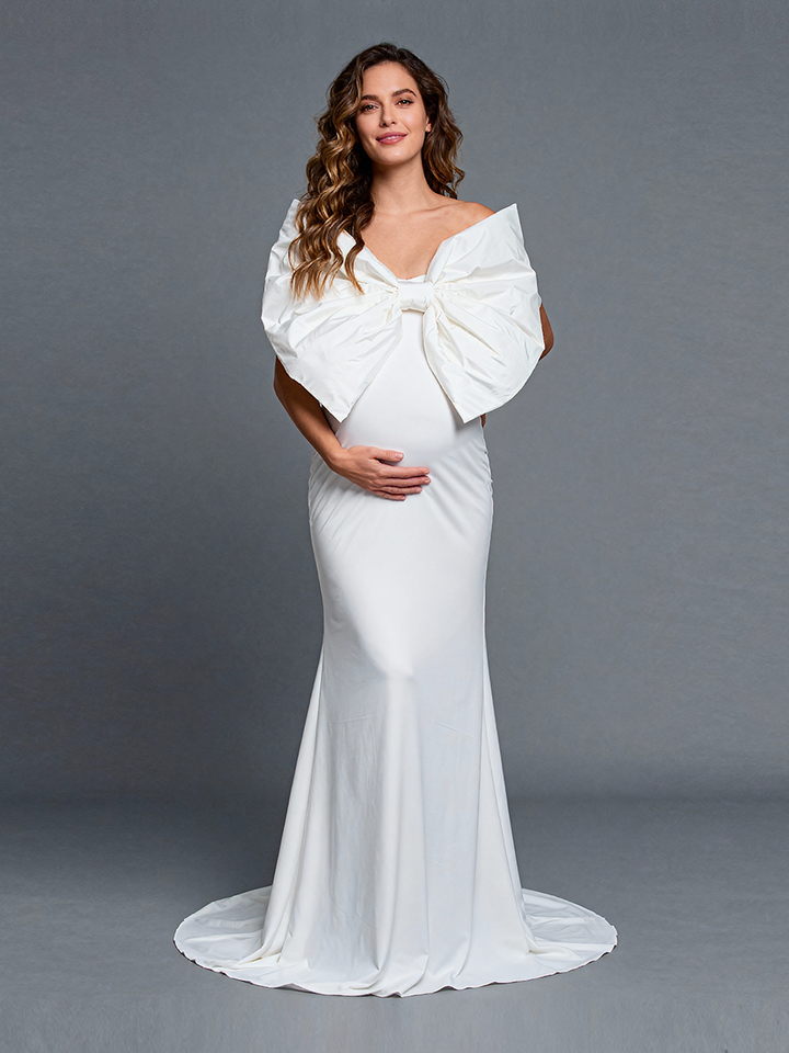 Big Bow Mermaid Pregnancy Shooting Dress Strapless Spandex Matrenity Photo Shoots Dress YW251053