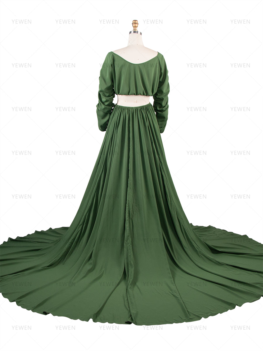 2 Piece Set Maternity Photo Shoot Dress Baby Shower Gown for Pregnant Women YW260275