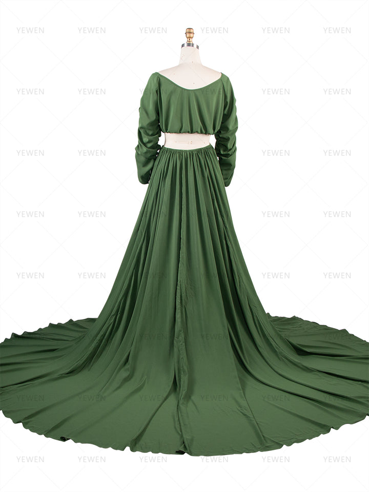 2 Piece Set Maternity Photo Shoot Dress Baby Shower Gown for Pregnant Women YW260275