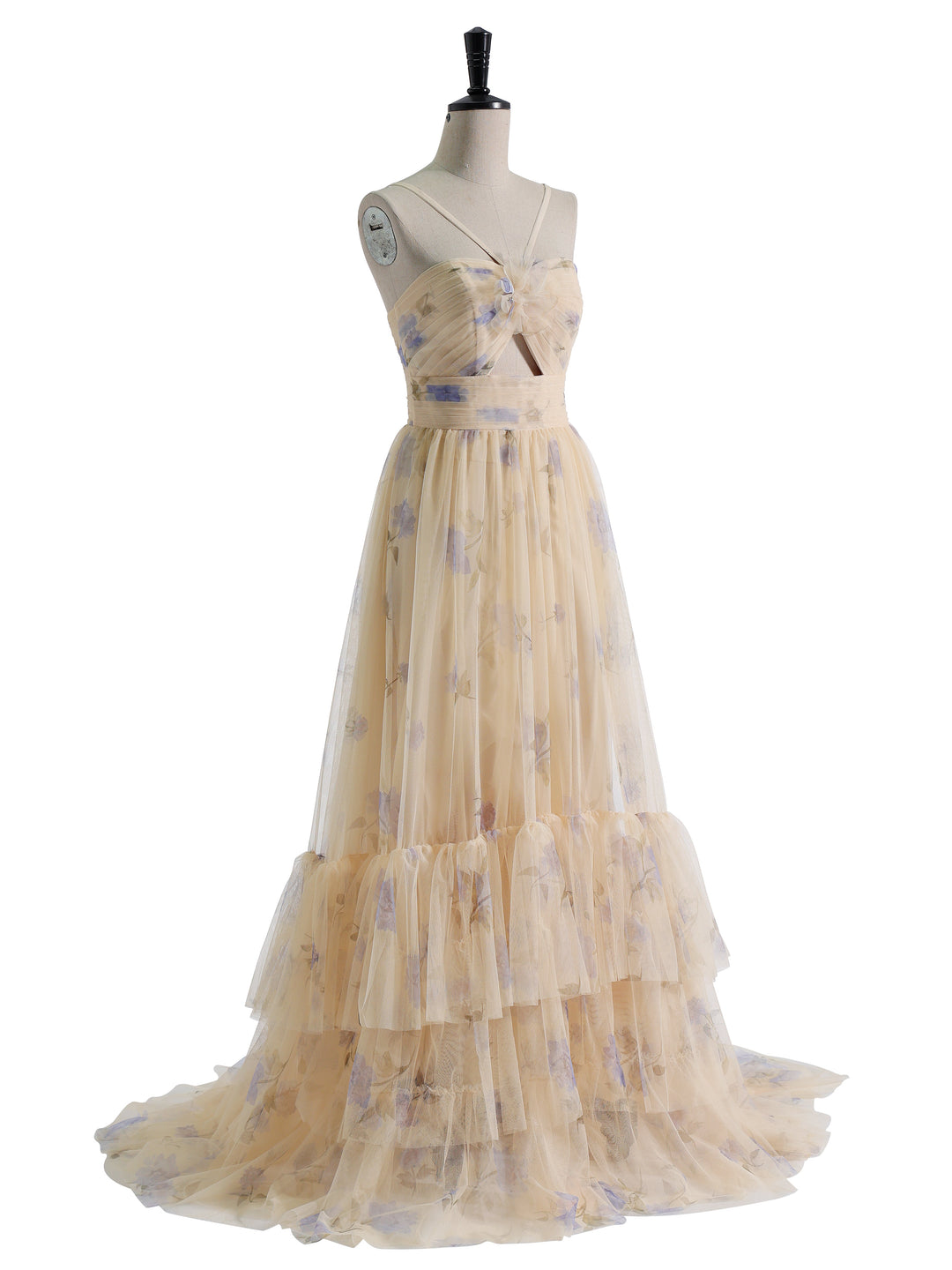 Printed Tulle A-Line Tiered Party Dress Photo Shoot Gown YE2537