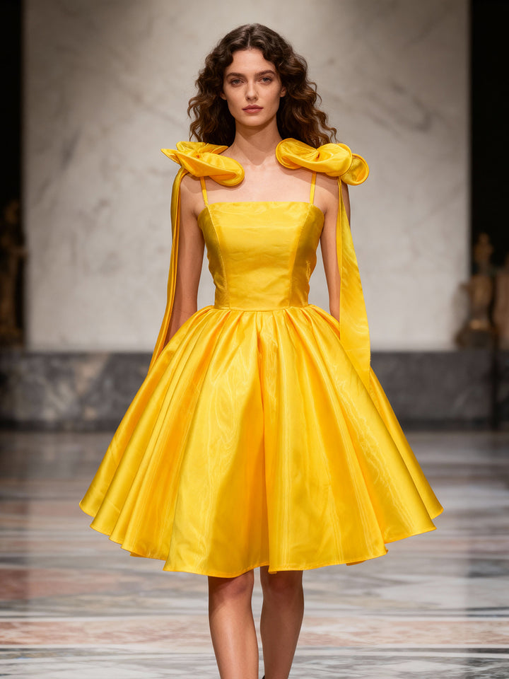 Modern Short Prom Dress Bow Ribbons Elegant Mini Cocktail Gown F25179