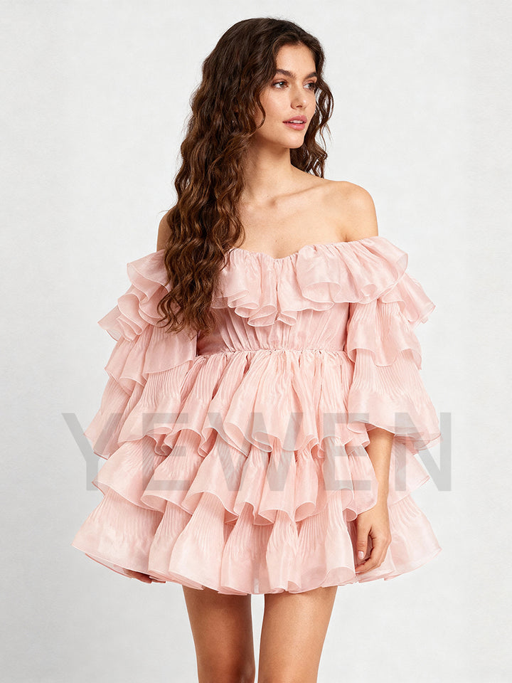 Princess Party Dress Mini Dress Layer Ruffles Prom Dress