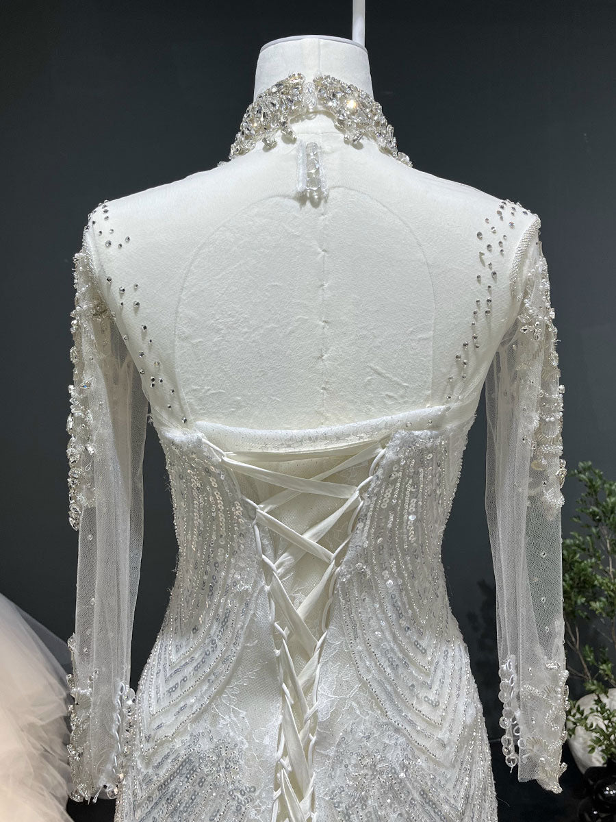 Amazing Fully Beaded Mermaid Wedding Dress With Detachable Train YW0843 Amazing Fully Beaded Mermaid Wedding Dress With Detachable Train YW0843
