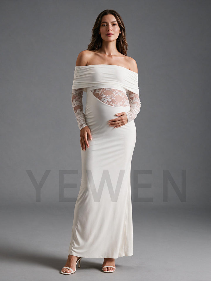 Jersey Lace Maternity Dress for Baby Shower