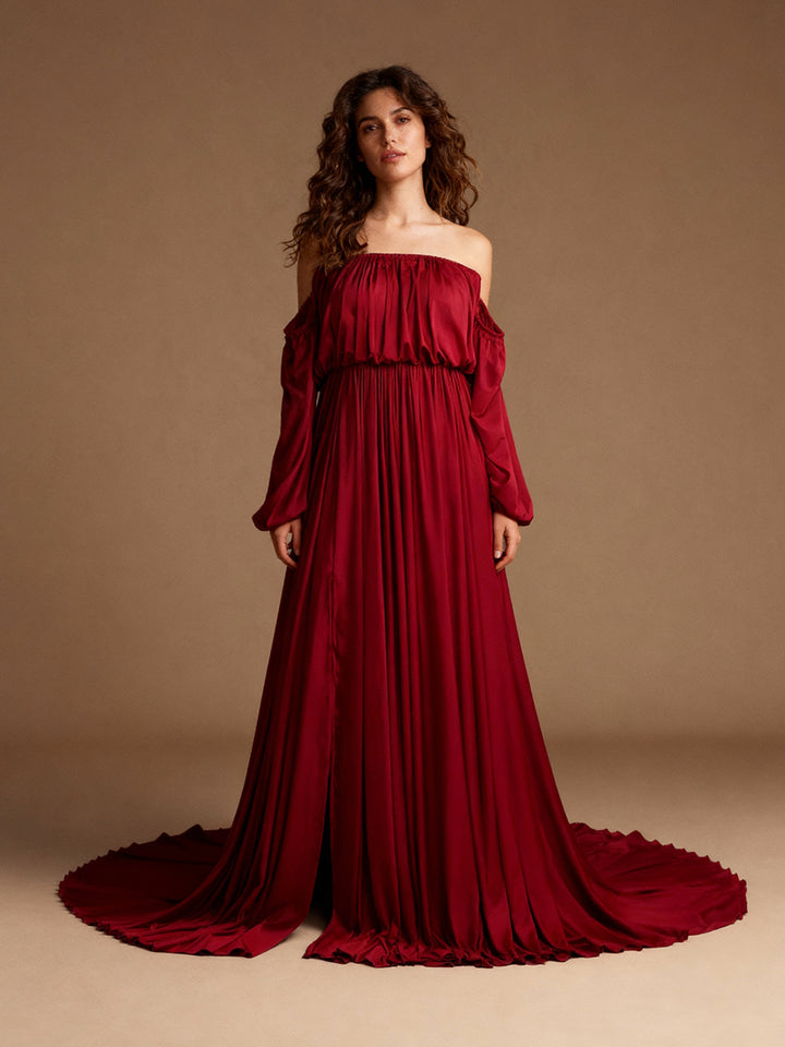 Strapless Maternity Evening Dress Long Pregnant Women Fancy Pregnancy Elegence Maxi Gown Photo Shoot Dresses YW220109