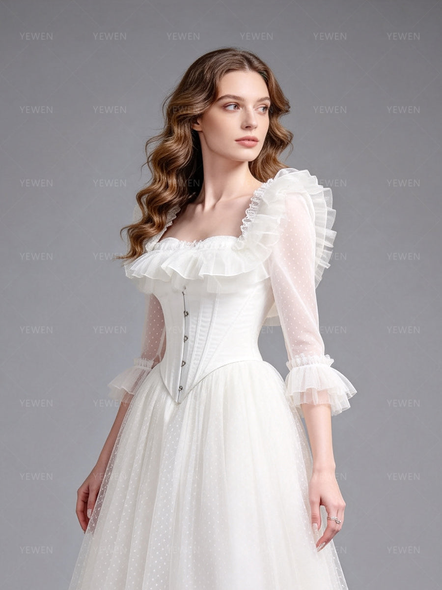 Dot Tulle Formal Evening Gown Elegant Princess Birthday Party Dress