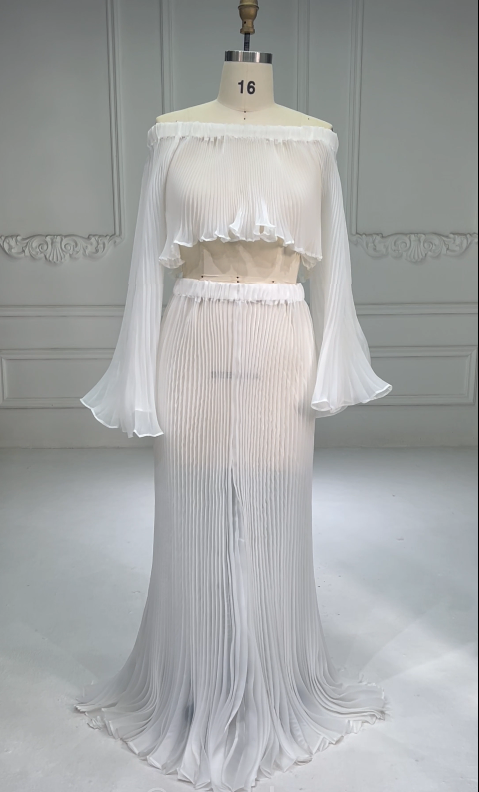 Flowing Pleated Two Piece Maternity Photoshoot Dress YW251022