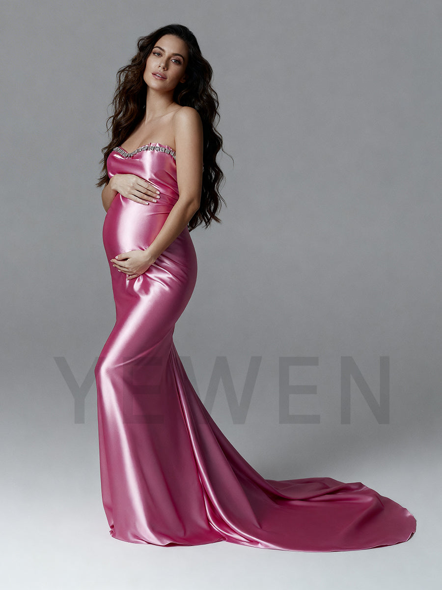 Maternity Photoshoot Dress Dramatic Puffy Sleeves Pregnancy Shooting Dress for Pregnant Women