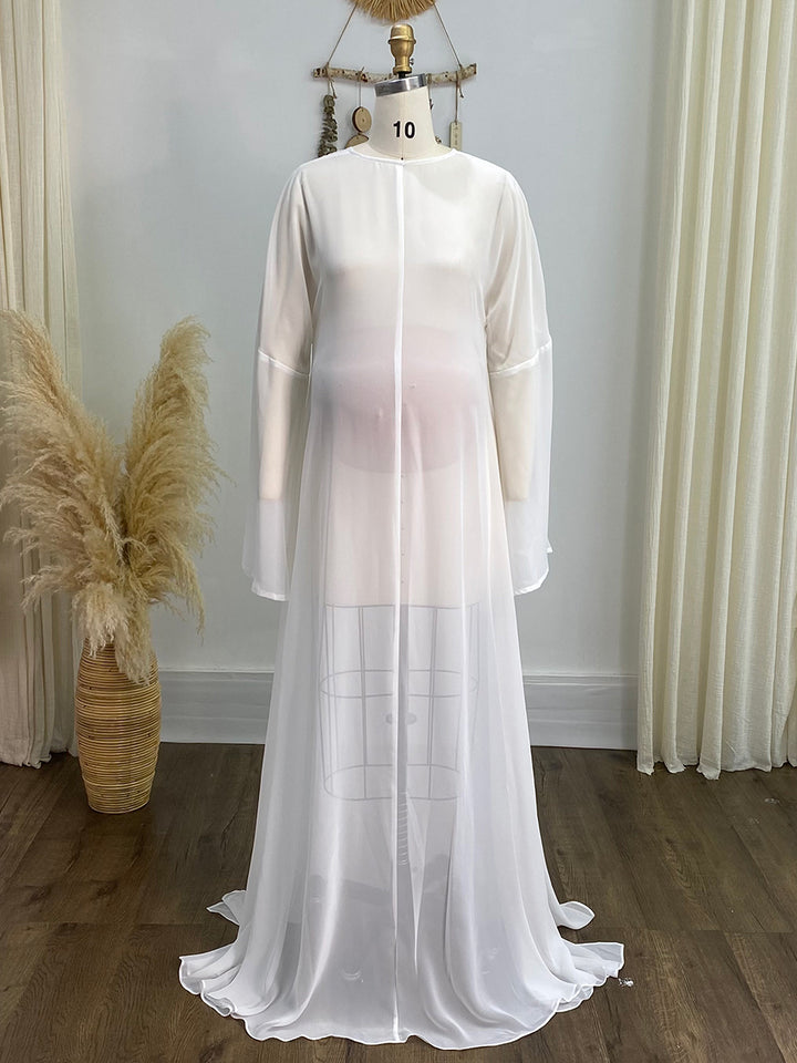 White Maternity Dress for Photo Shoot ,Sheer Chiffon Maternity Dress , yewendress White Maternity Dress for Photo Shoot ,Sheer Chiffon Maternity Dress , yewendress