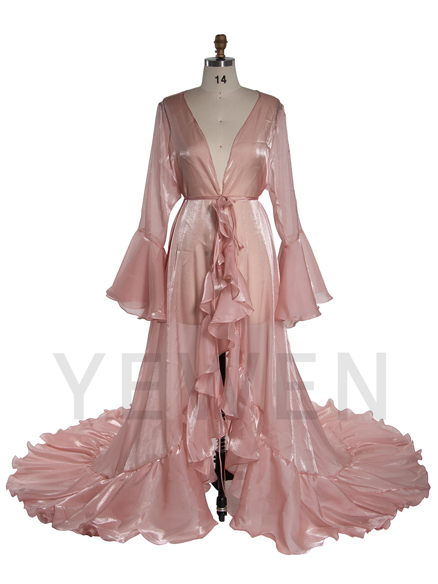 Ruffles Flar Sleeves Maternity Photoshoot Dress Pregnancy Dresses for Photo Shoots YW240524