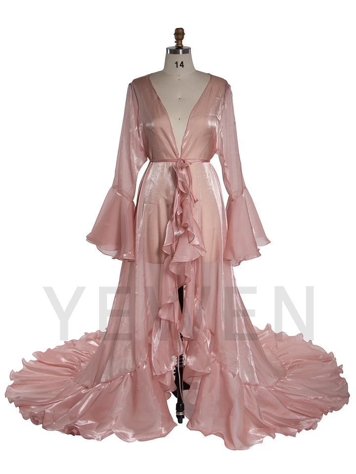 Ruffles Flar Sleeves Maternity Photoshoot Dress Pregnancy Dresses for Photo Shoots YW240524