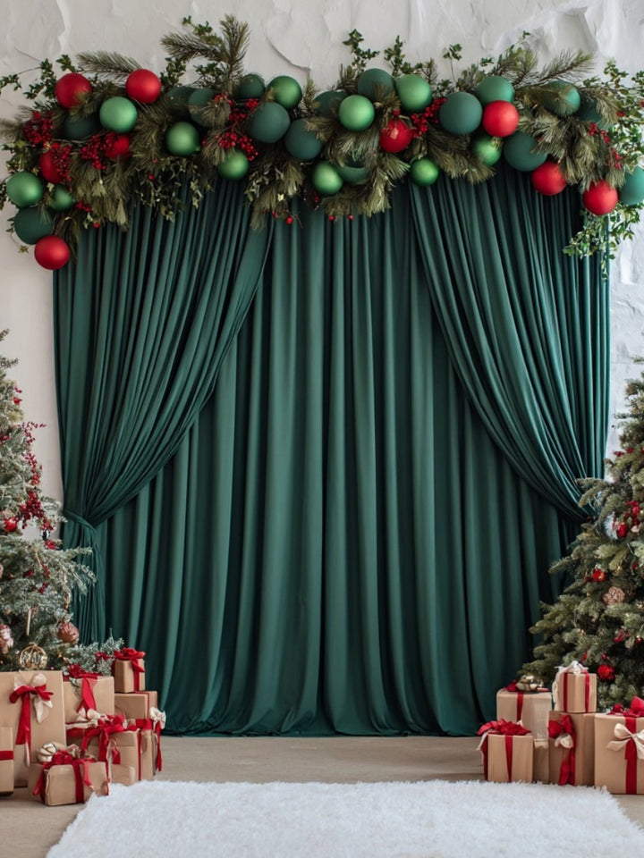 Christmas Green Stretch Backdrop for Party Welcome Area Decoration Photography Background Fabric Banquet Backdrop YW260316D