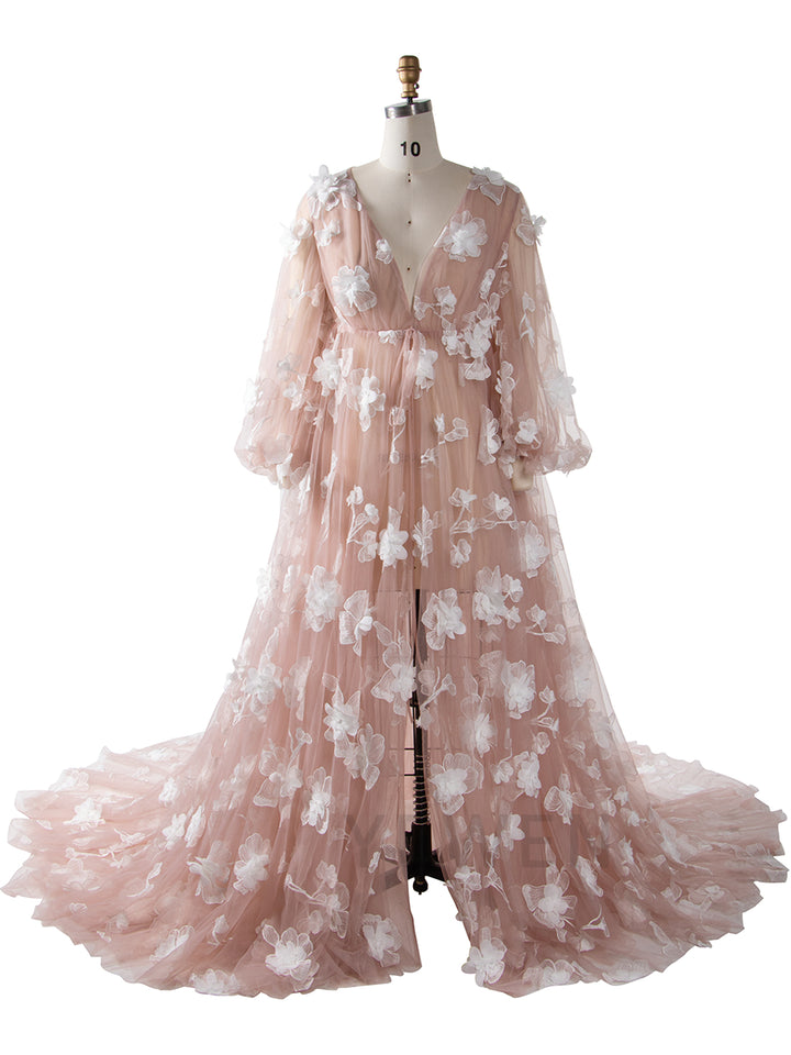 Maternity Dress for Photo Shoot Floral Tulle Pregnancy Dress YW251061