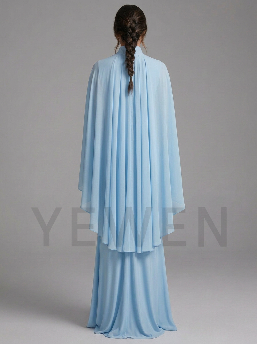 Mock Neck Cape Overlay Twist Knot Maternity Baby Shower Dress YD260923