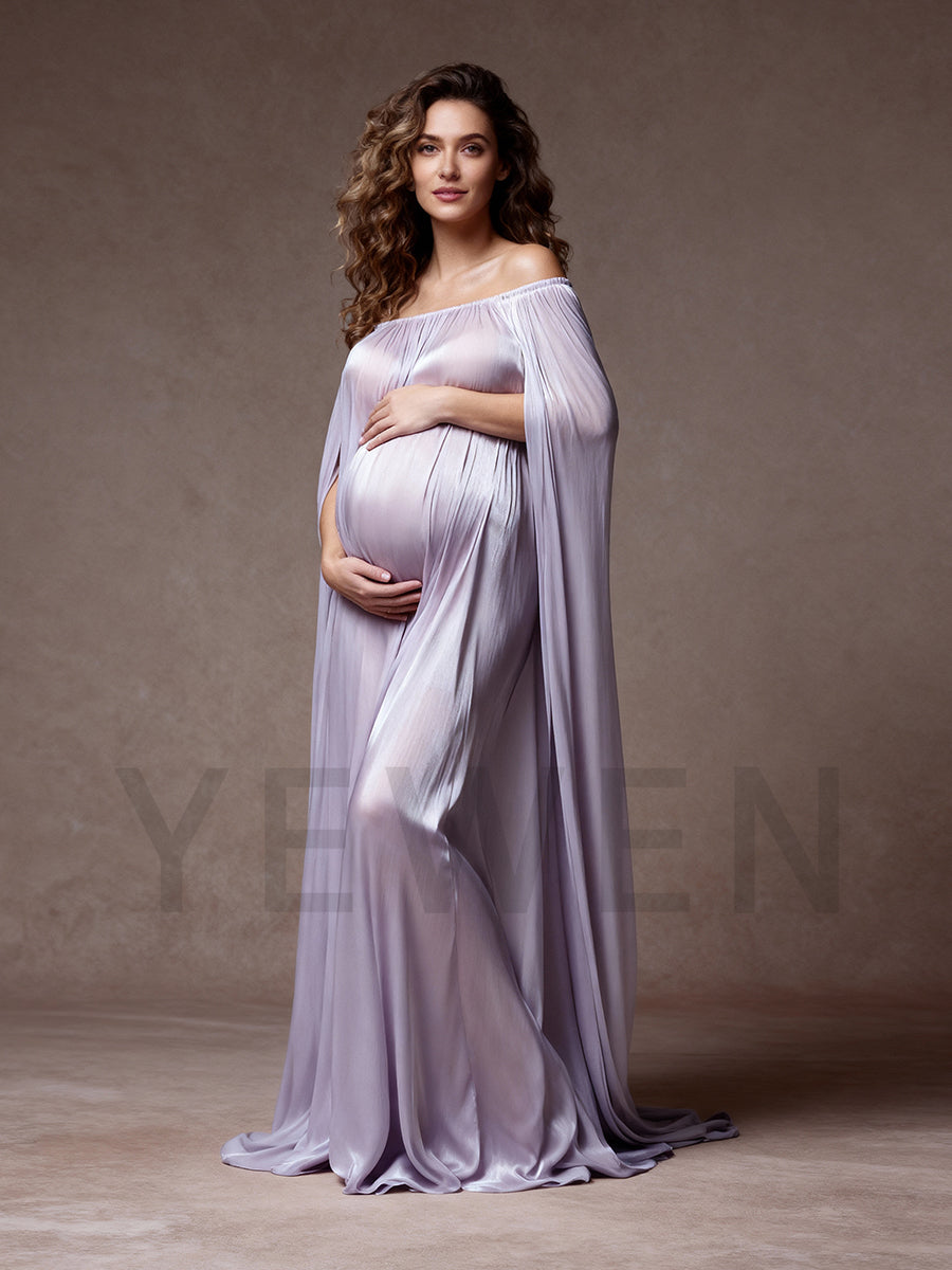 Elegant Off Shoulder Maternity Dress Photoshoot Pregnancy Gown for Baby Shower