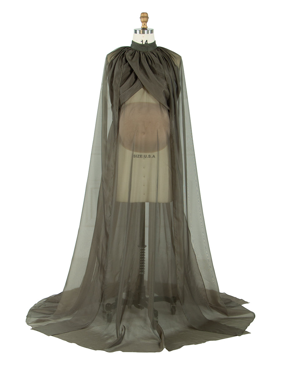 Sheer Maternity Cape Gown Olive Green Maternity Photoshoot Dress YW250037 yewendress Sheer Maternity Cape Gown Olive Green Maternity Photoshoot Dress YW250037 yewendress