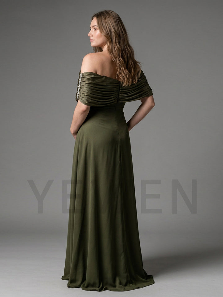 Off-Shoulder Rhinestone Maternity Dress for Baby Shower YW2609234