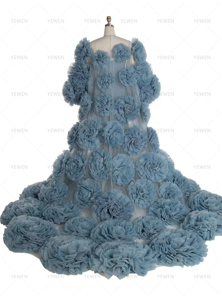 Handmade Flower Cape with Lining Dress Photo Shoot Outfit Wedding Cape YW240005