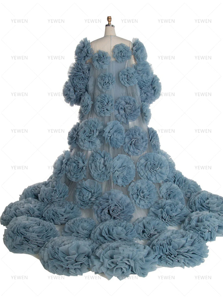 Handmade Flower Cape with Lining Dress Photo Shoot Outfit Wedding Cape YW240005