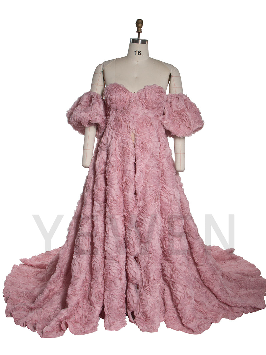 Exquisite Sweetheart 3D Flowers Dress for Maternity Photoshoot YW251026