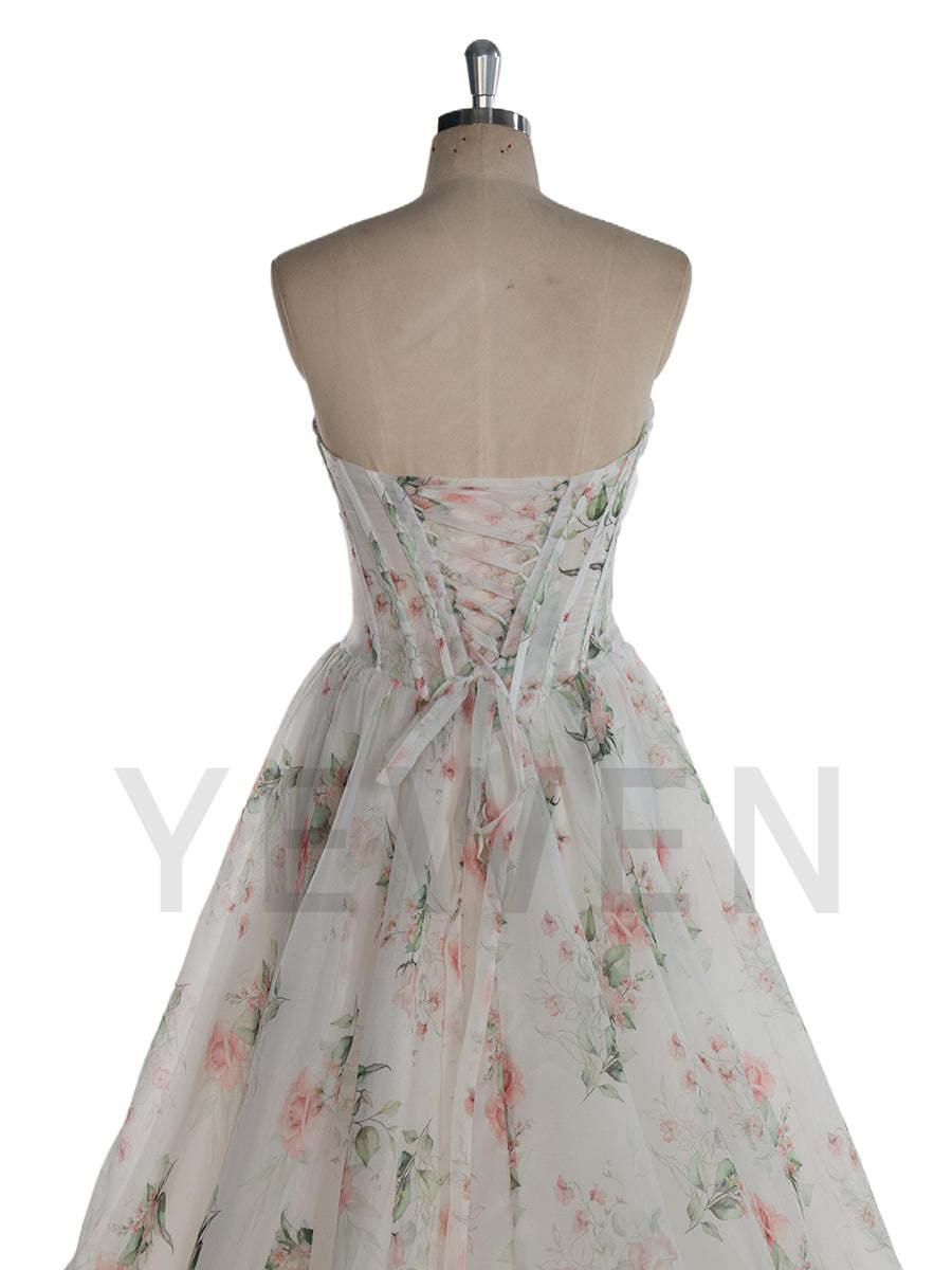 Princess' Dress Organza Floral Wedding Dress Lush Long Train Wedding Bridal Dress with Slit YW243142