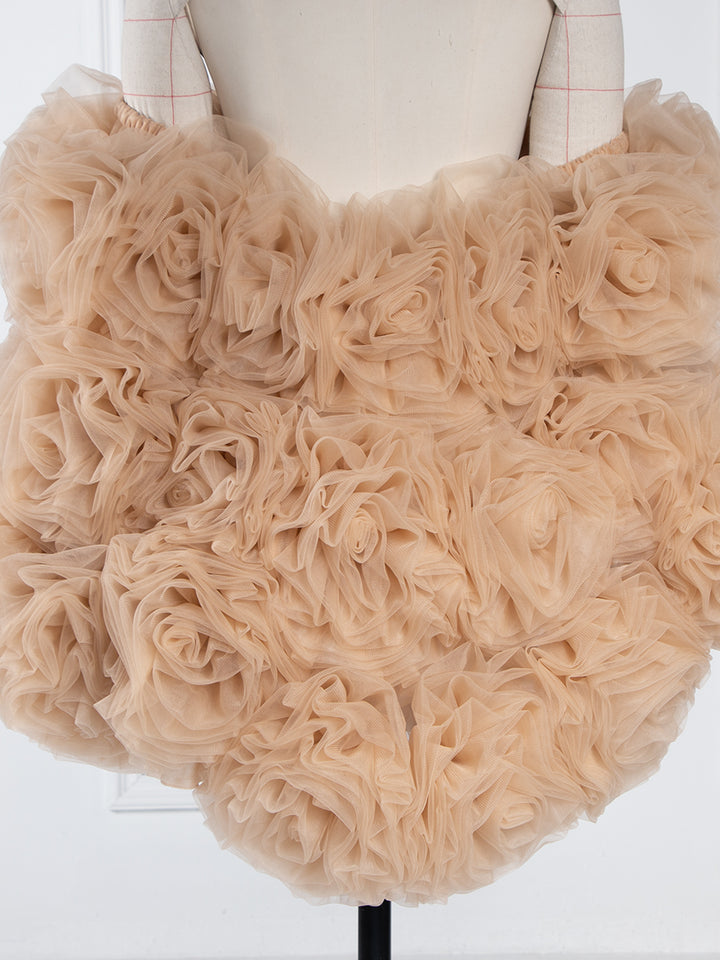 Tulle 3D Flower Short Cape Bridal Cover Up Photography Prop YW251011