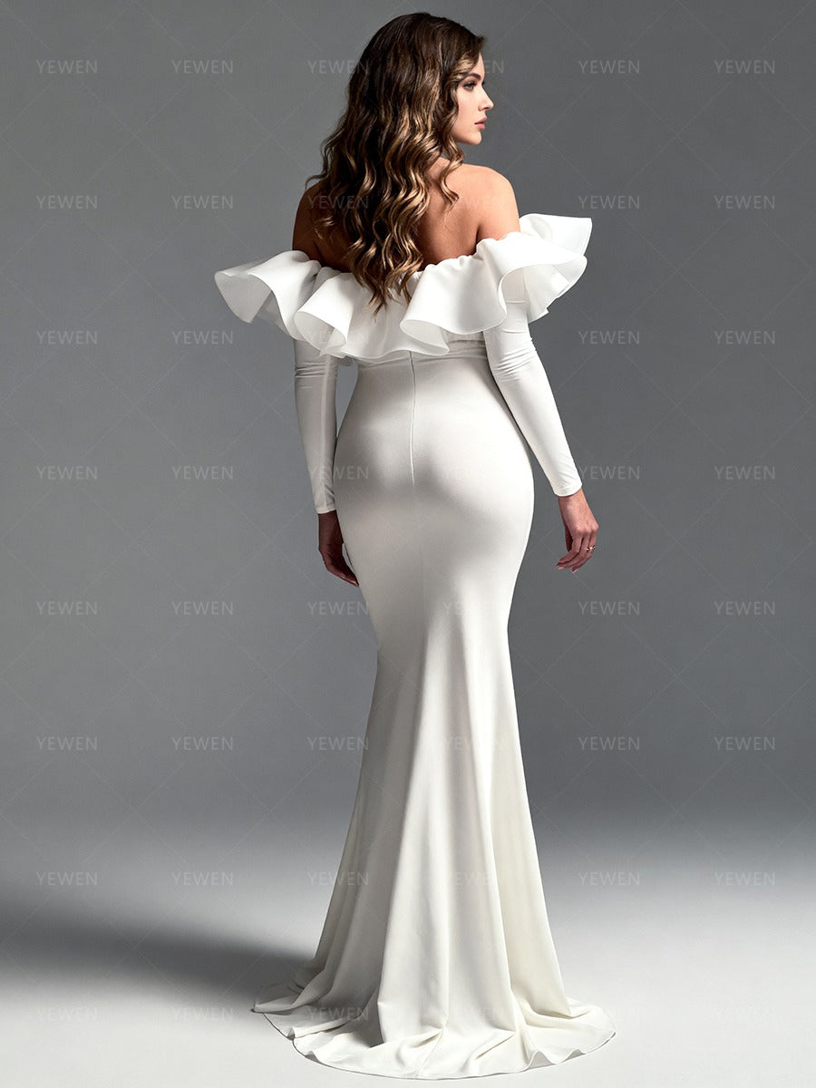white mermaid maternity dress Baby Shower White Maternity Dress Off The Shoulder Lexcie Off Shoulder Mermaid Maternity Dress