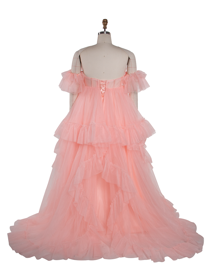 Ruffles Tulle Maternity Photoshoot Dress High Waist Maternity Dress for Baby Shower YW231011