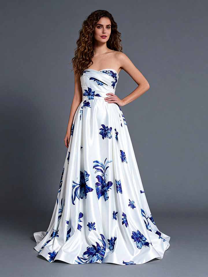 Strapless Floral Gown Garden Party Dress Special Occasion Dresses YW250082