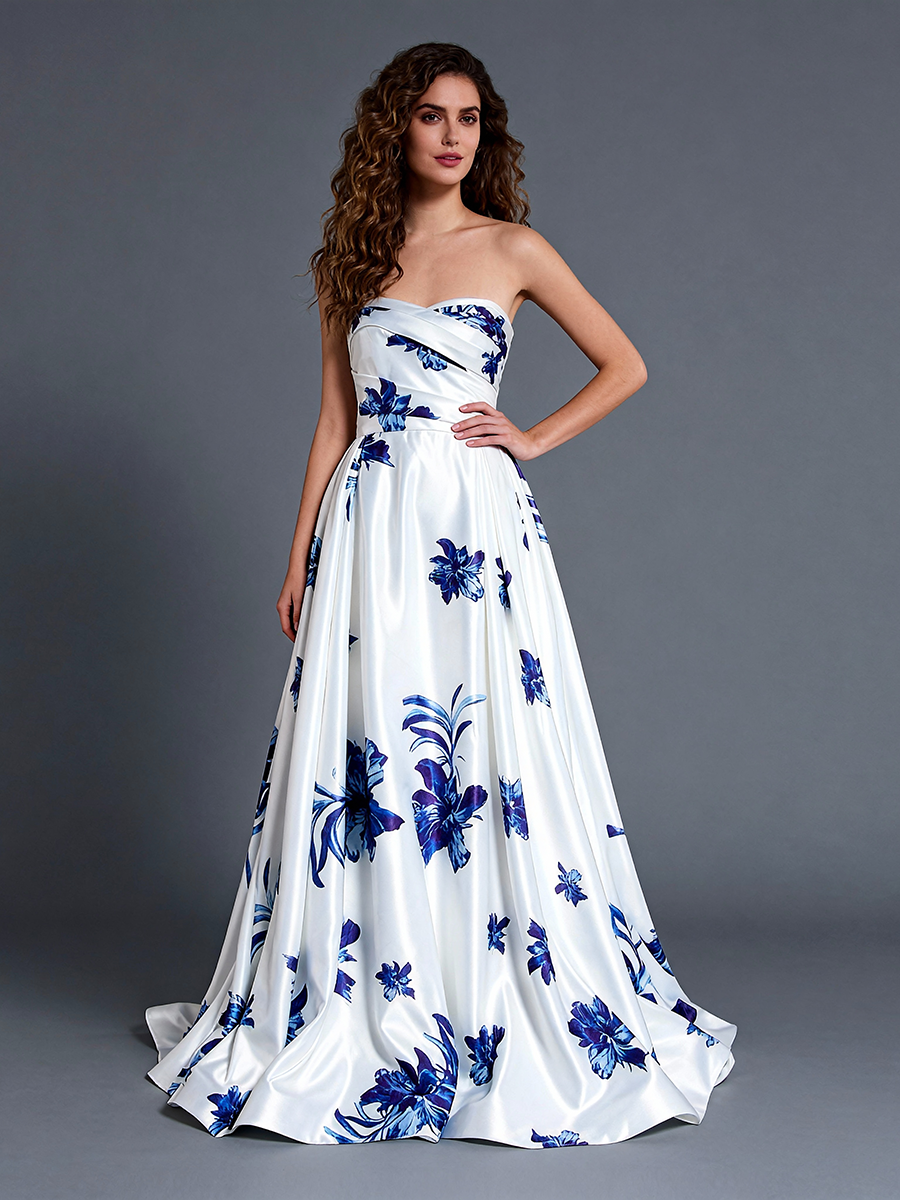 Strapless Floral Gown Garden Party Dress Special Occasion Dresses YW250082 yewendress Strapless Floral Gown Garden Party Dress Special Occasion Dresses YW250082 yewendress