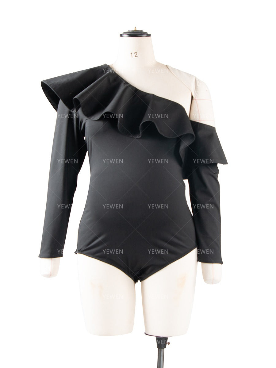 Umstandsbody mit Rüschen und langen Ärmeln 