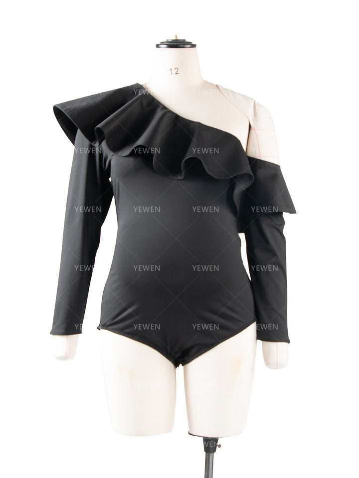 Umstandsbody mit Rüschen und langen Ärmeln 