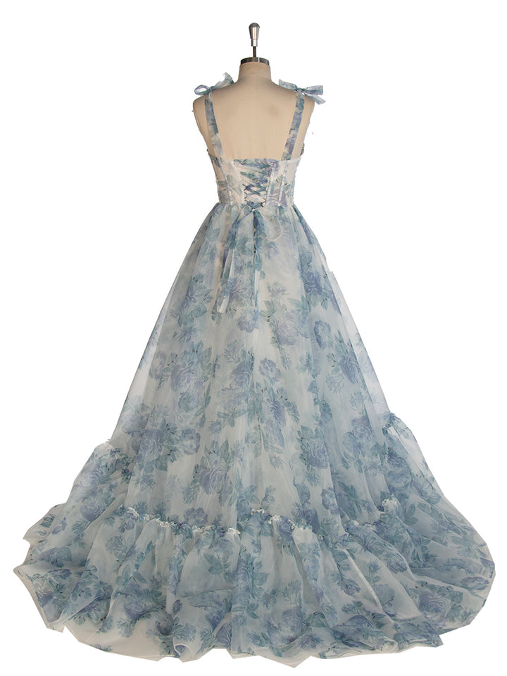 Elegant Floral Organza Dress Flower Printed Event Dress YW243141