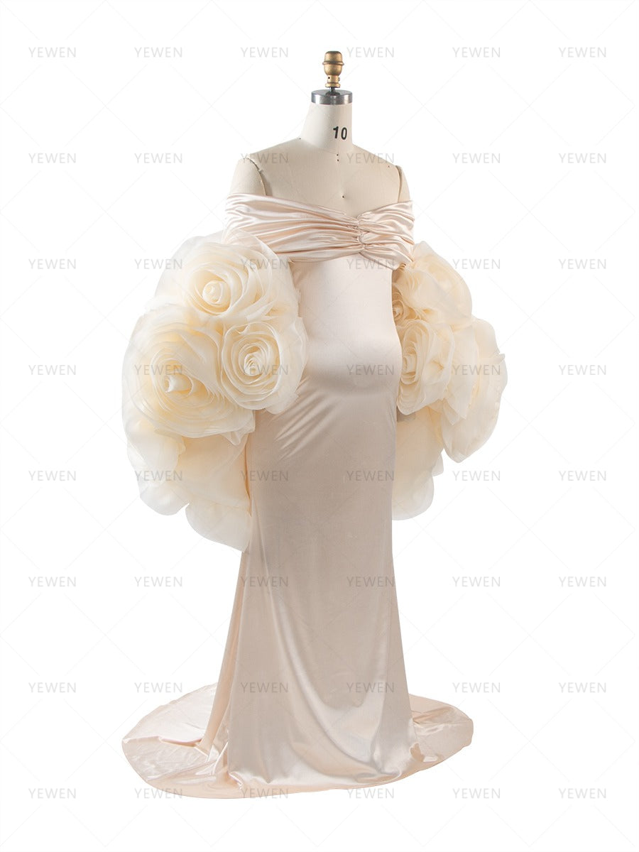 Beautiful Photohoot Outfit Long Mermaid Dress with Flower Cape Shawl YW260263