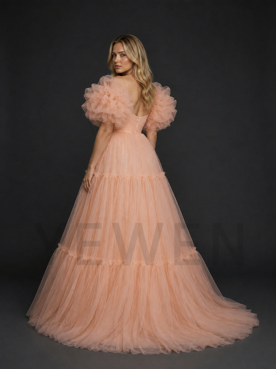 Sweetheart Oversized Puff Sleeve Maternity Photoshoot Dress HY269002