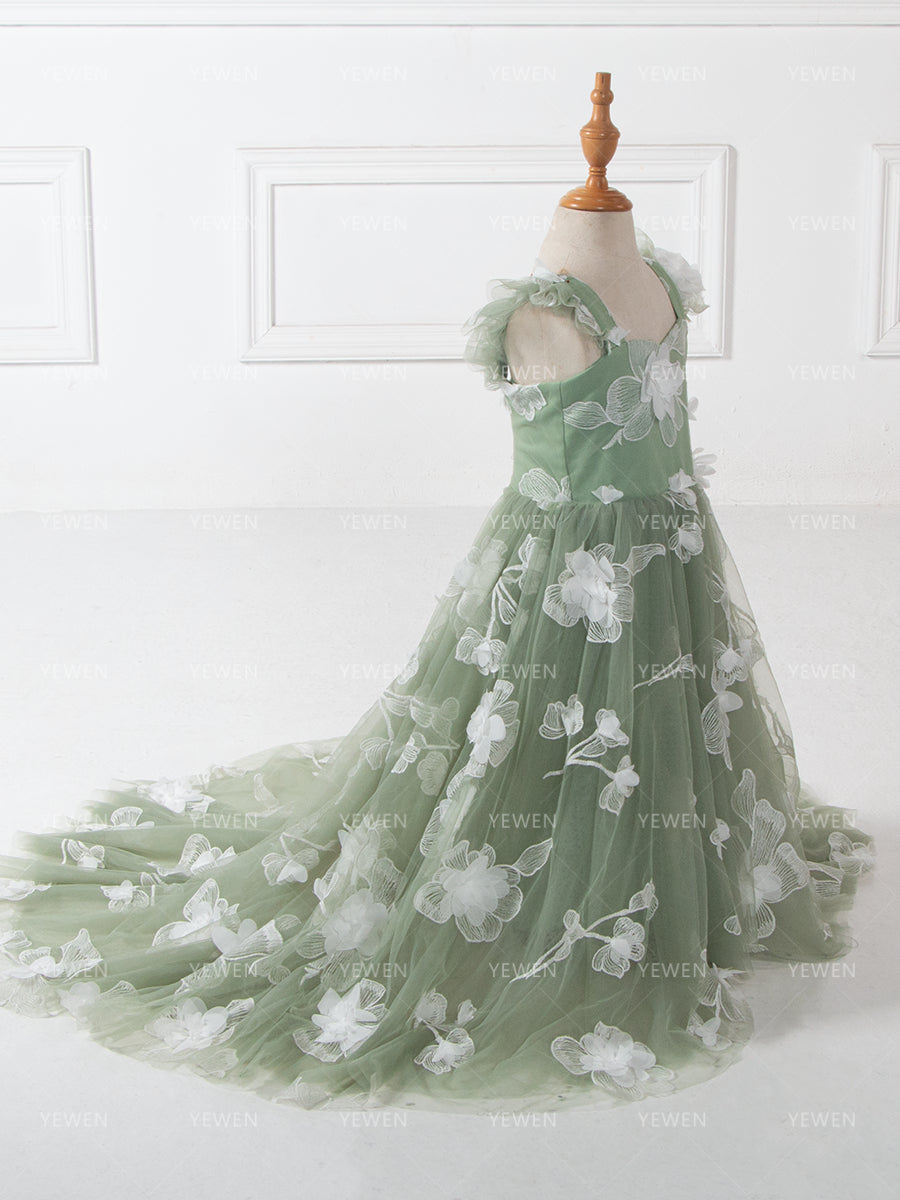 3D Floral Girls Formal Dress Princess Flower Girl Dress Photoshoot Dress for Kids YW260289