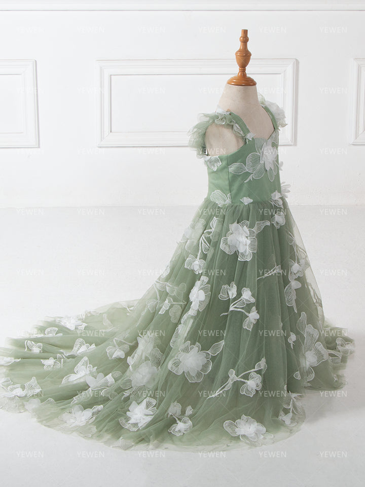 3D Floral Girls Formal Dress Princess Flower Girl Dress Photoshoot Dress for Kids YW260289