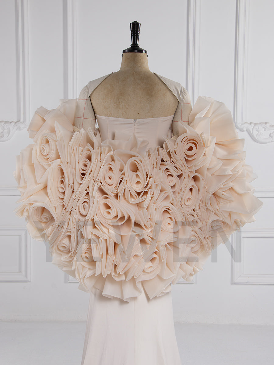 Charming Maternity Dresses for Photoshoot Maternity Shoot Dresses with Rose Floral Cape YW251005