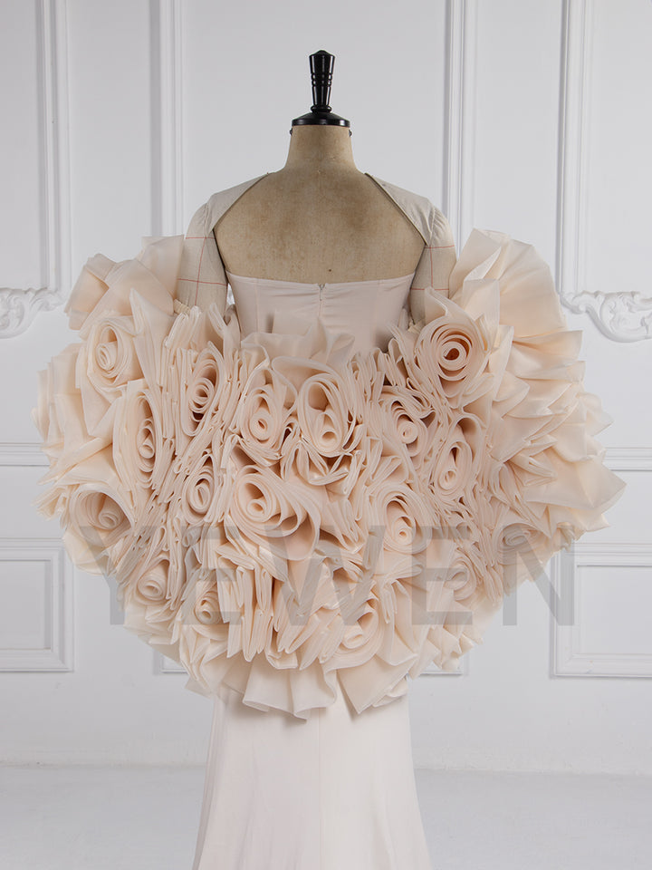 Charming Maternity Dresses for Photoshoot Maternity Shoot Dresses with Rose Floral Cape YW251005