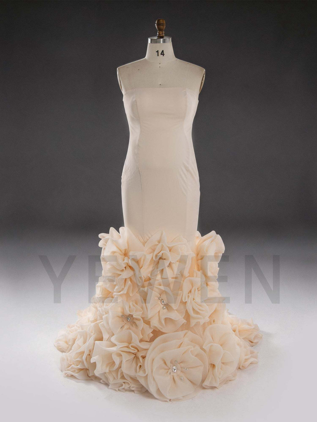 2026 Luxury Couture Mermaid Handmade Floral Rhinestone Maternity Photoshoot Gown