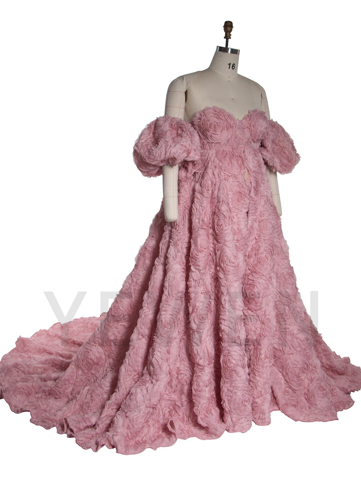 Exquisite Sweetheart 3D Flowers Dress for Maternity Photoshoot YW251026