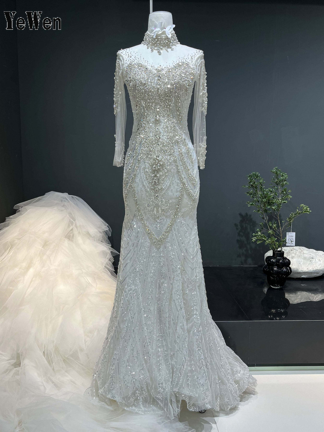 Amazing Fully Beaded Mermaid Wedding Dress With Detachable Train YW0843 Amazing Fully Beaded Mermaid Wedding Dress With Detachable Train YW0843